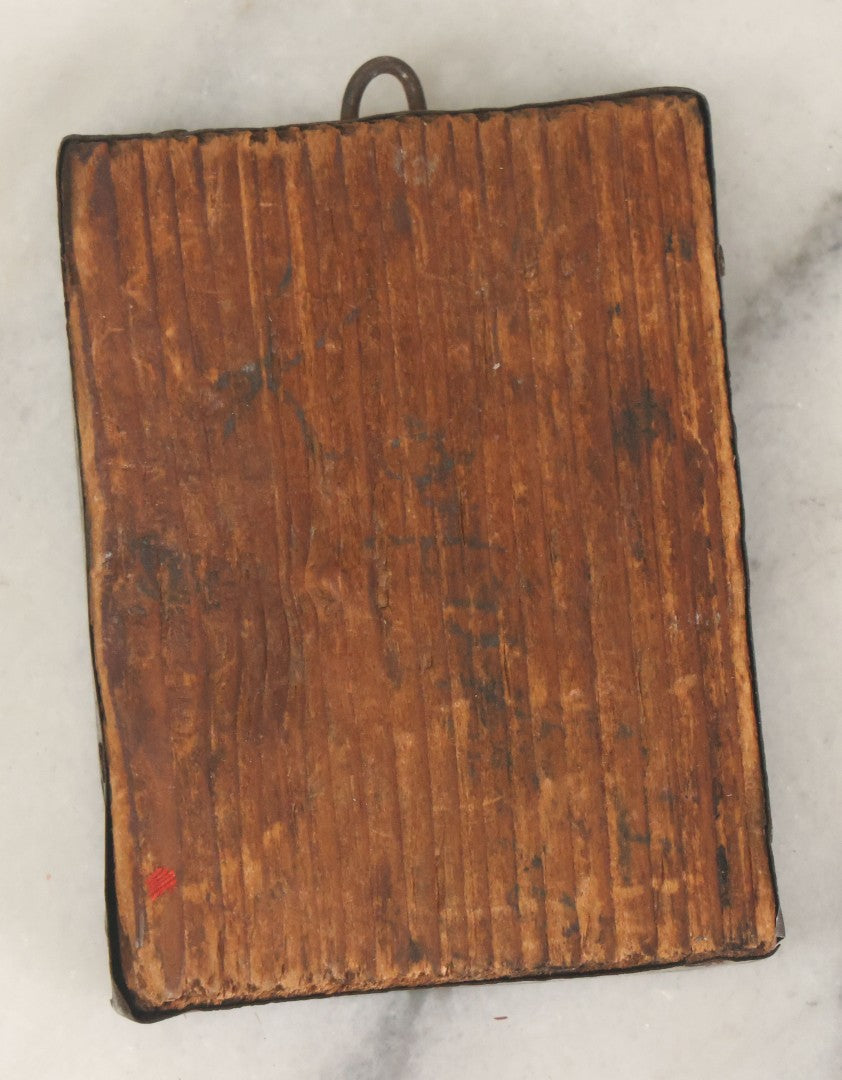 Lot 082 - Antique Miniature Greek Christian Icon, Saint Phanourios, Patron Saint Of Lost Objects, In Metal Frame