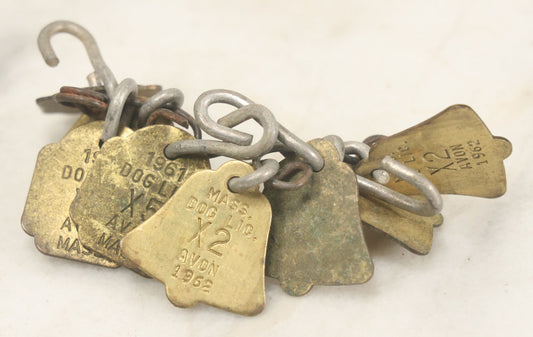 Lot 083 - Grouping Of Seven Vintage Dog License Tags From Avon, Massachusetts, Circa 1960s