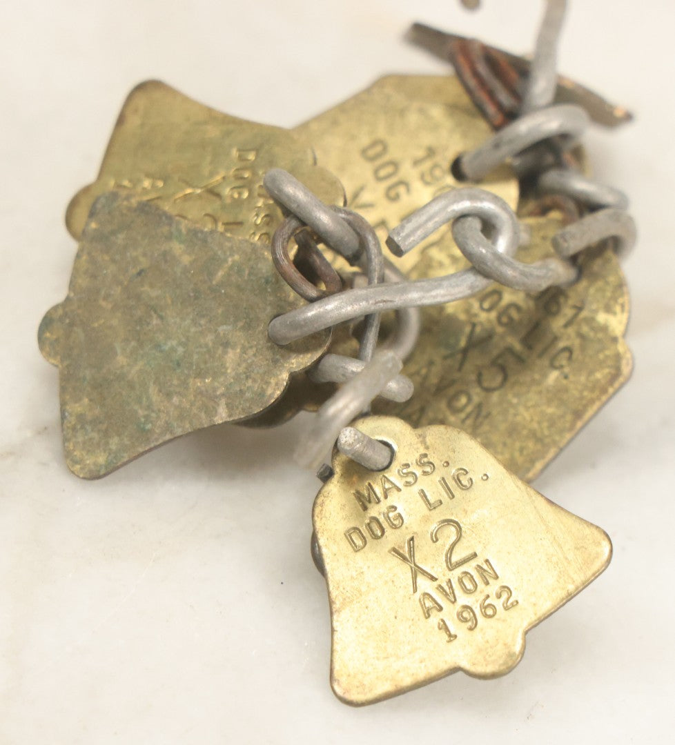 Lot 083 - Grouping Of Seven Vintage Dog License Tags From Avon, Massachusetts, Circa 1960s