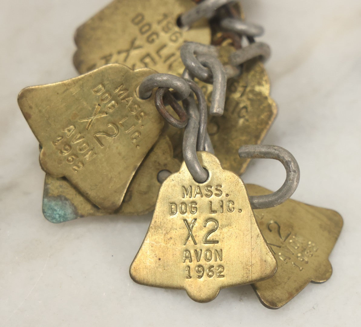 Lot 083 - Grouping Of Seven Vintage Dog License Tags From Avon, Massachusetts, Circa 1960s