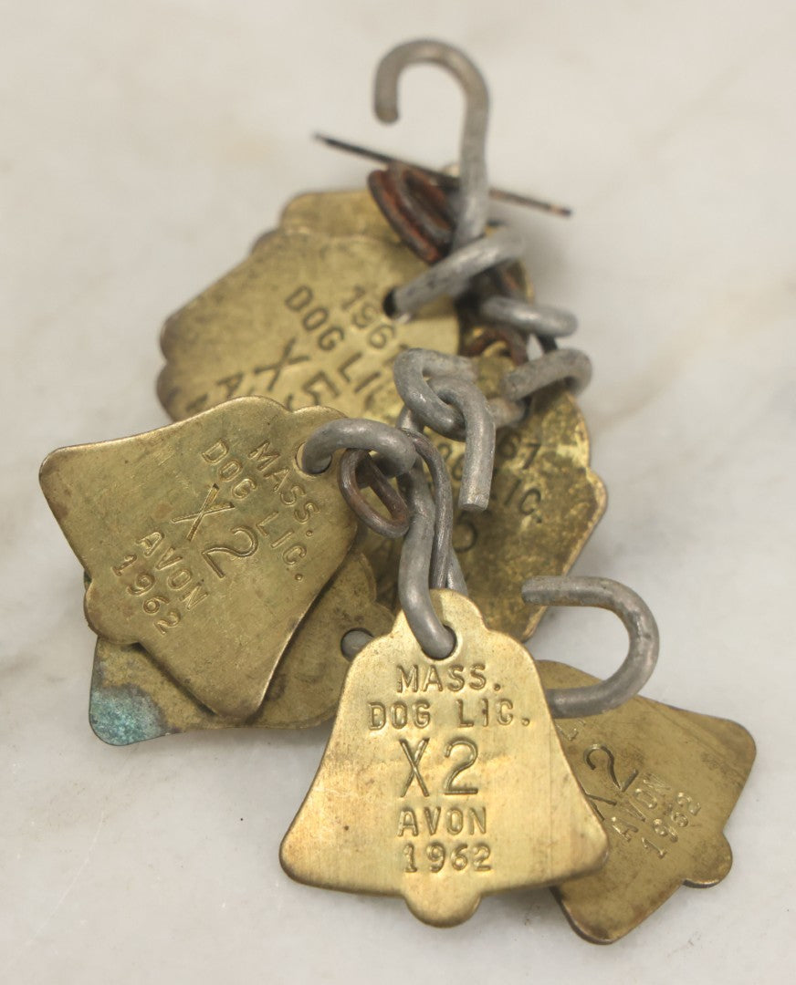 Lot 083 - Grouping Of Seven Vintage Dog License Tags From Avon, Massachusetts, Circa 1960s