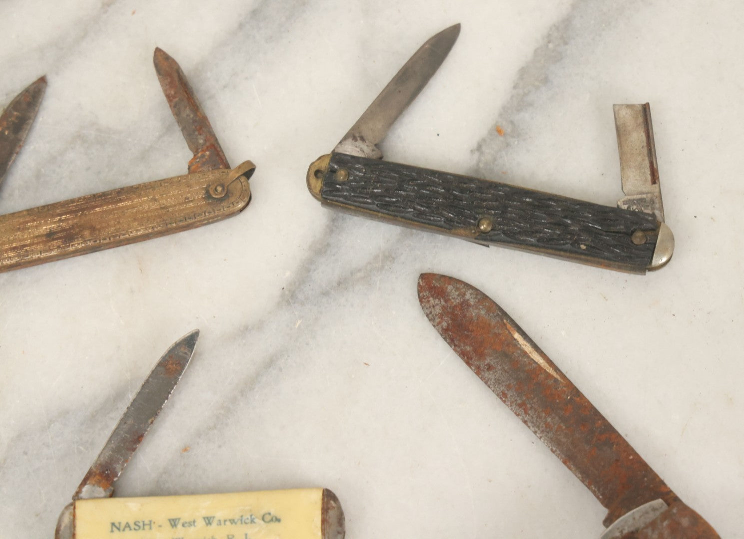 Lot 084 - Grouping Of Ten Vintage Pocket Knives As Found, Varying Condition, Some With Broken Blades