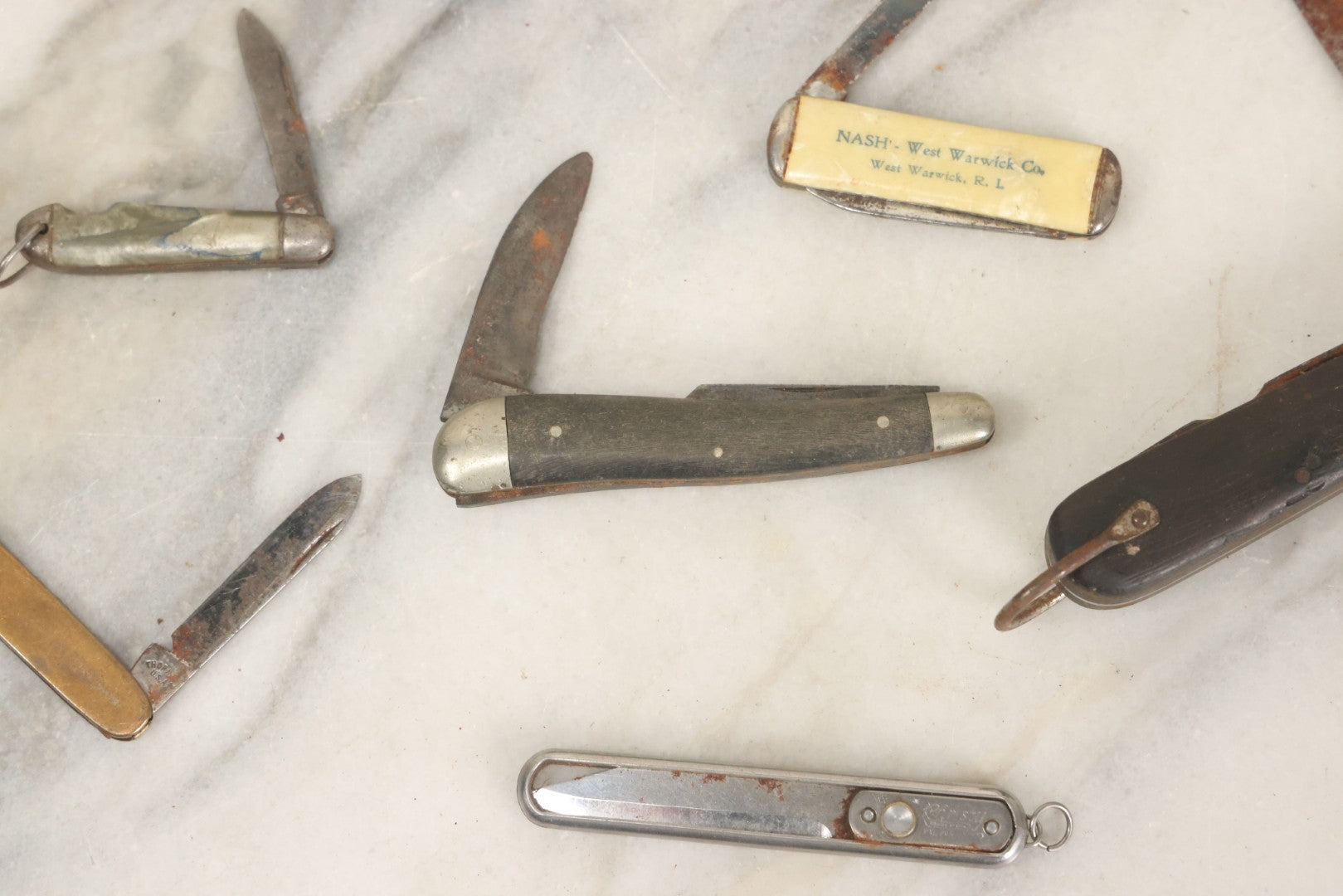 Lot 084 - Grouping Of Ten Vintage Pocket Knives As Found, Varying Condition, Some With Broken Blades