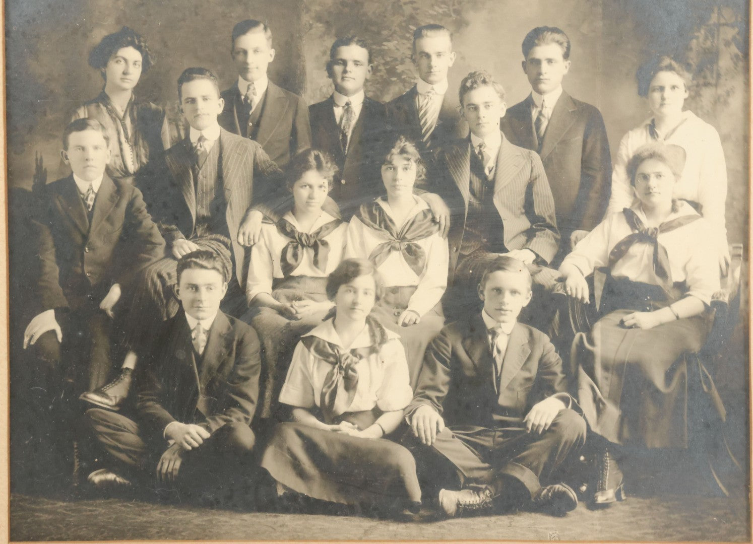 Lot 088 - Antique High School Class Photo, South Framingham Massachusetts, July 1, 1916, Framed, 15-1/2" x 12-1/2"