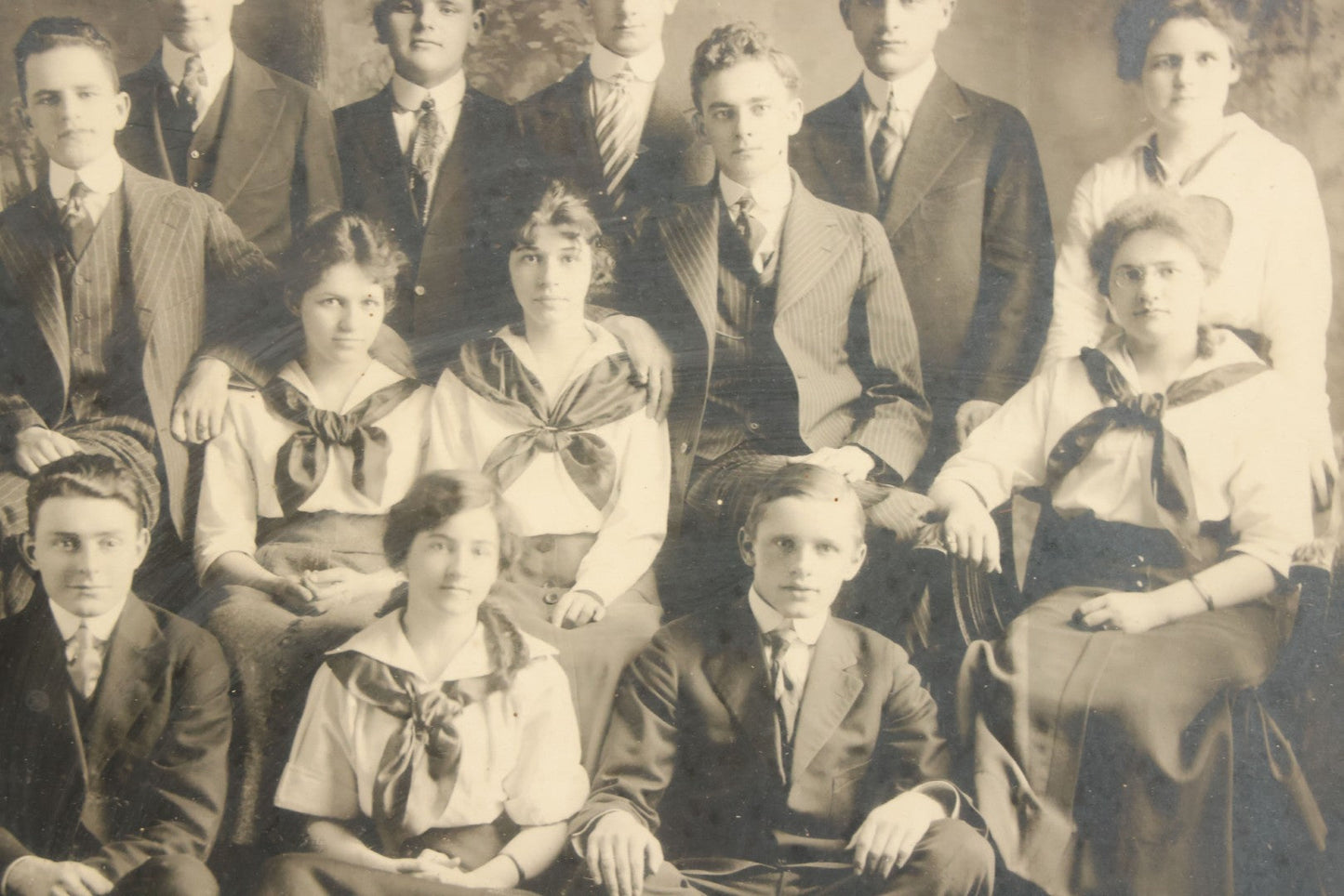 Lot 088 - Antique High School Class Photo, South Framingham Massachusetts, July 1, 1916, Framed, 15-1/2" x 12-1/2"