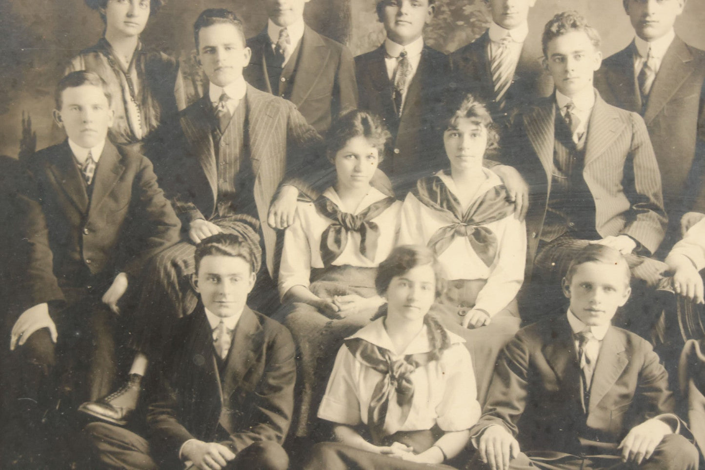 Lot 088 - Antique High School Class Photo, South Framingham Massachusetts, July 1, 1916, Framed, 15-1/2" x 12-1/2"