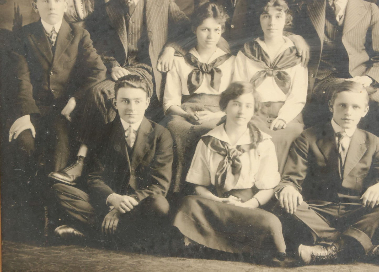 Lot 088 - Antique High School Class Photo, South Framingham Massachusetts, July 1, 1916, Framed, 15-1/2" x 12-1/2"