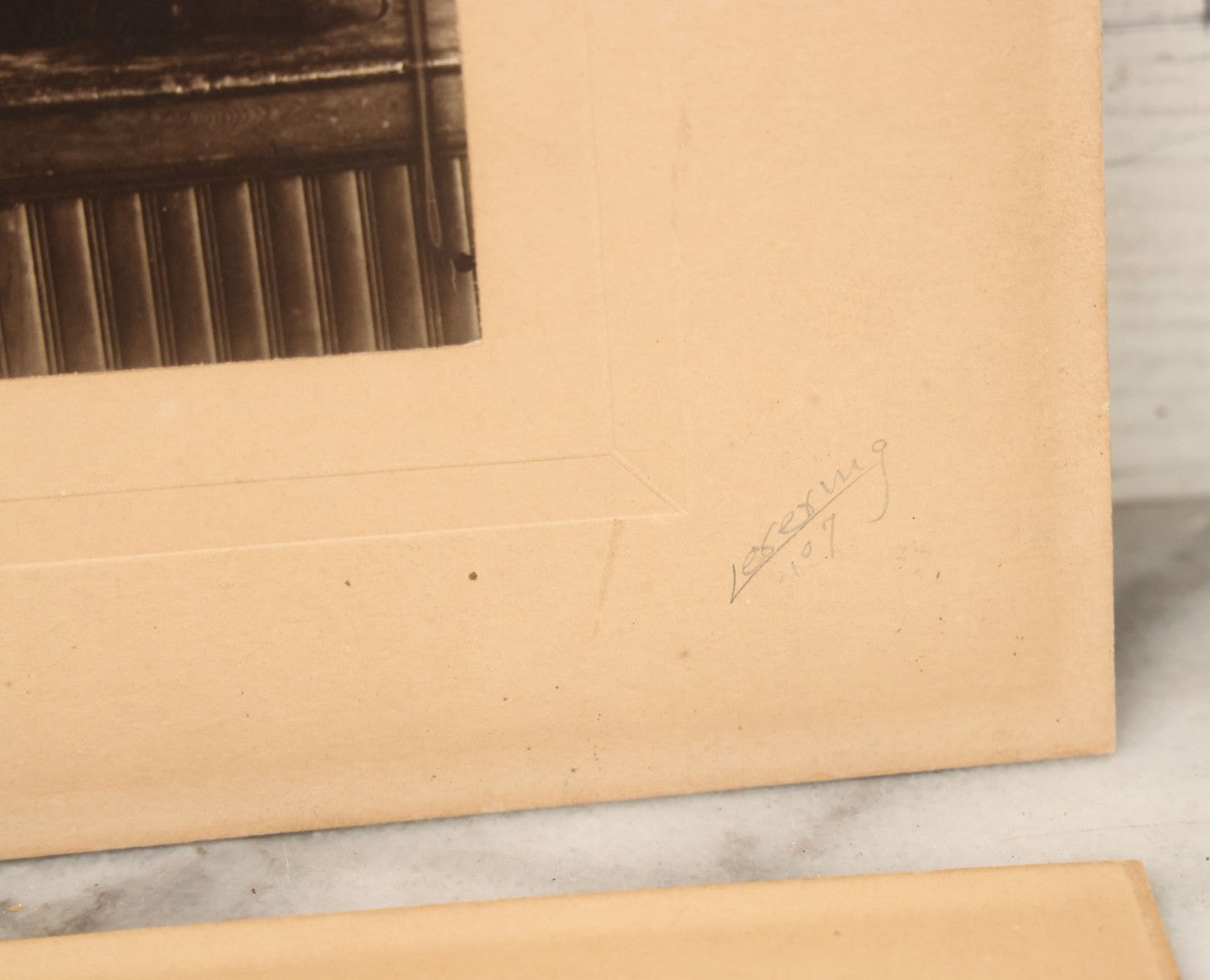 Lot 089 - Pair Of Antique Boarded Photographs Of A Band Posing With Their Instruments, Including String, Drums, And Horns, 14" x 11"