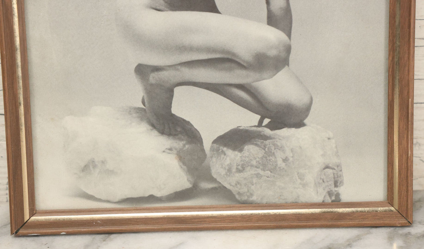 Lot 090 - Vintage Artistic Nude Photograph Magazine Clipping Of A Woman Posing On Rocks, After Andres De Dienes, 8-3/4" x 11-1/8"