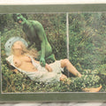 Lot 091 - Vintage Bizarre Nude Photograph With Man In Green Paint, Nude Woman, Magazine Clipping In Modern Frame, 14-1/4" x 11-1/4"