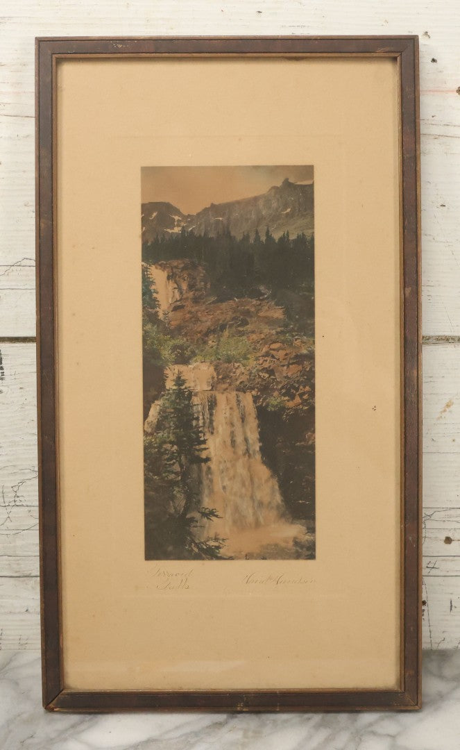 Lot 093 - Antique Photograph Titled "Terraced Falls" Photo Of Western United States Waterfall By David Davidson, Artist Signed, In Frame, 9-1/4" x 16-1/4"