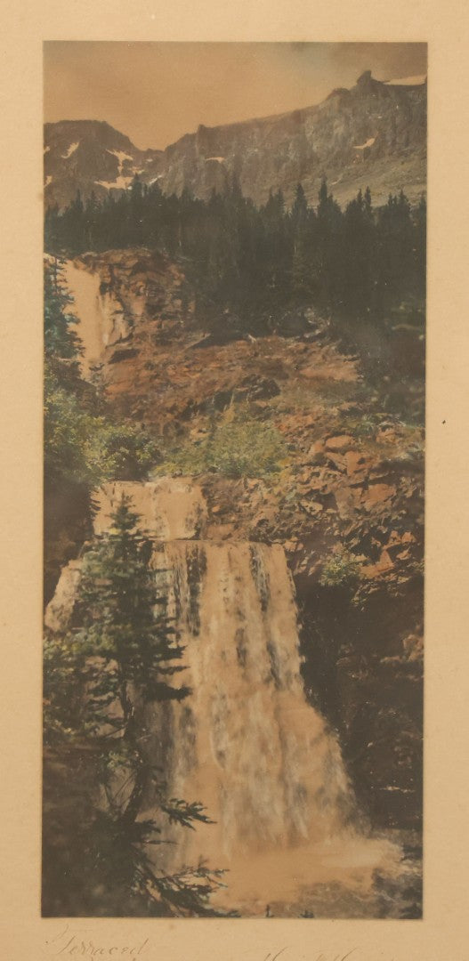 Lot 093 - Antique Photograph Titled "Terraced Falls" Photo Of Western United States Waterfall By David Davidson, Artist Signed, In Frame, 9-1/4" x 16-1/4"