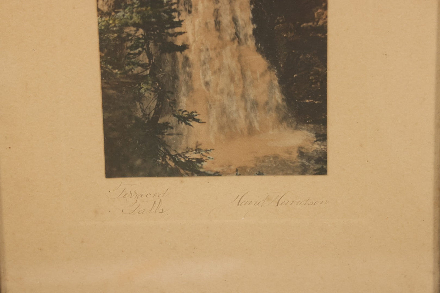 Lot 093 - Antique Photograph Titled "Terraced Falls" Photo Of Western United States Waterfall By David Davidson, Artist Signed, In Frame, 9-1/4" x 16-1/4"