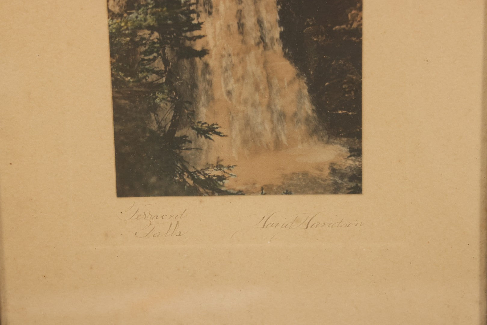 Lot 093 - Antique Photograph Titled "Terraced Falls" Photo Of Western United States Waterfall By David Davidson, Artist Signed, In Frame, 9-1/4" x 16-1/4"