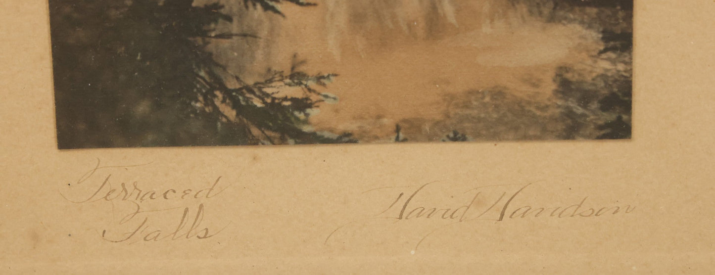 Lot 093 - Antique Photograph Titled "Terraced Falls" Photo Of Western United States Waterfall By David Davidson, Artist Signed, In Frame, 9-1/4" x 16-1/4"