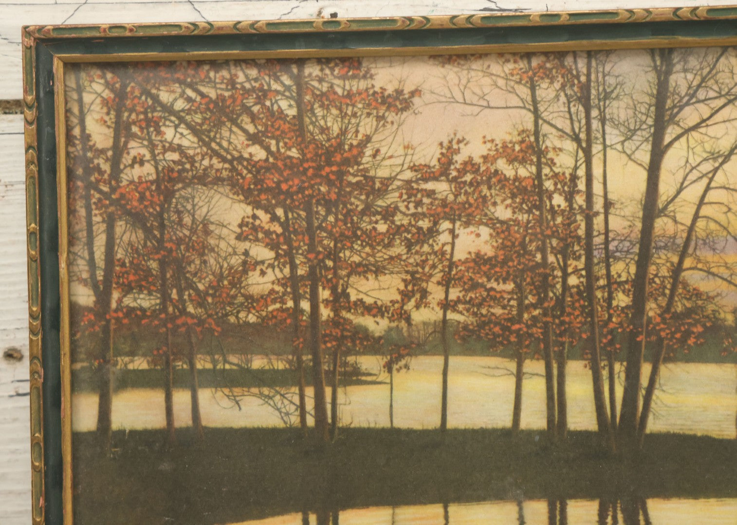 Lot 094 - Antique Lihtographed Photo Print Titled Of Sunset Point, Providence, Rhode Island, By David Davidson, In Frame, 16-1/8" x 9-3/4"