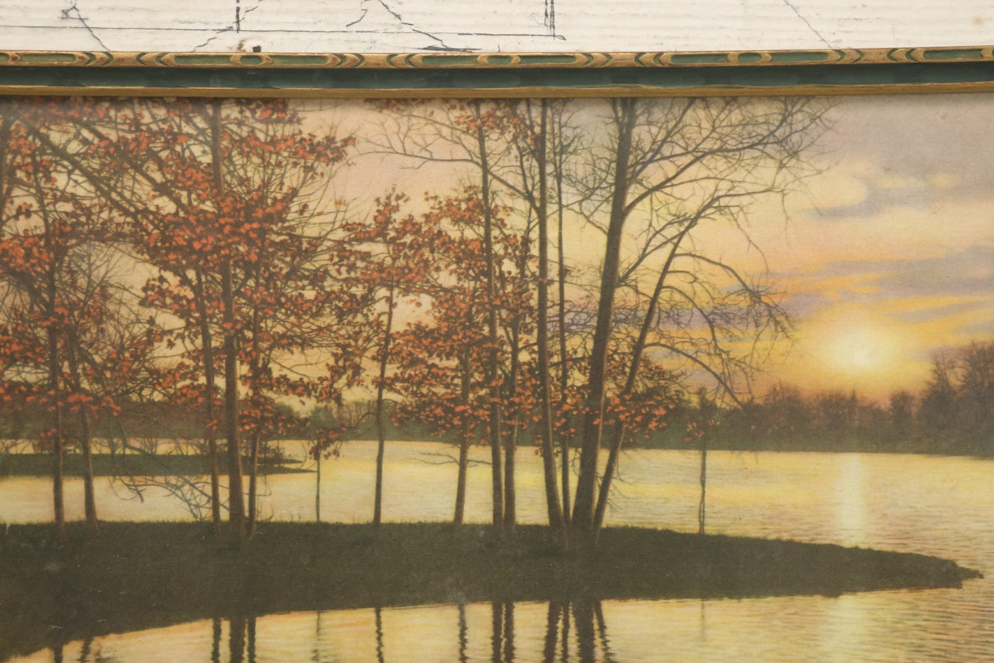 Lot 094 - Antique Lihtographed Photo Print Titled Of Sunset Point, Providence, Rhode Island, By David Davidson, In Frame, 16-1/8" x 9-3/4"