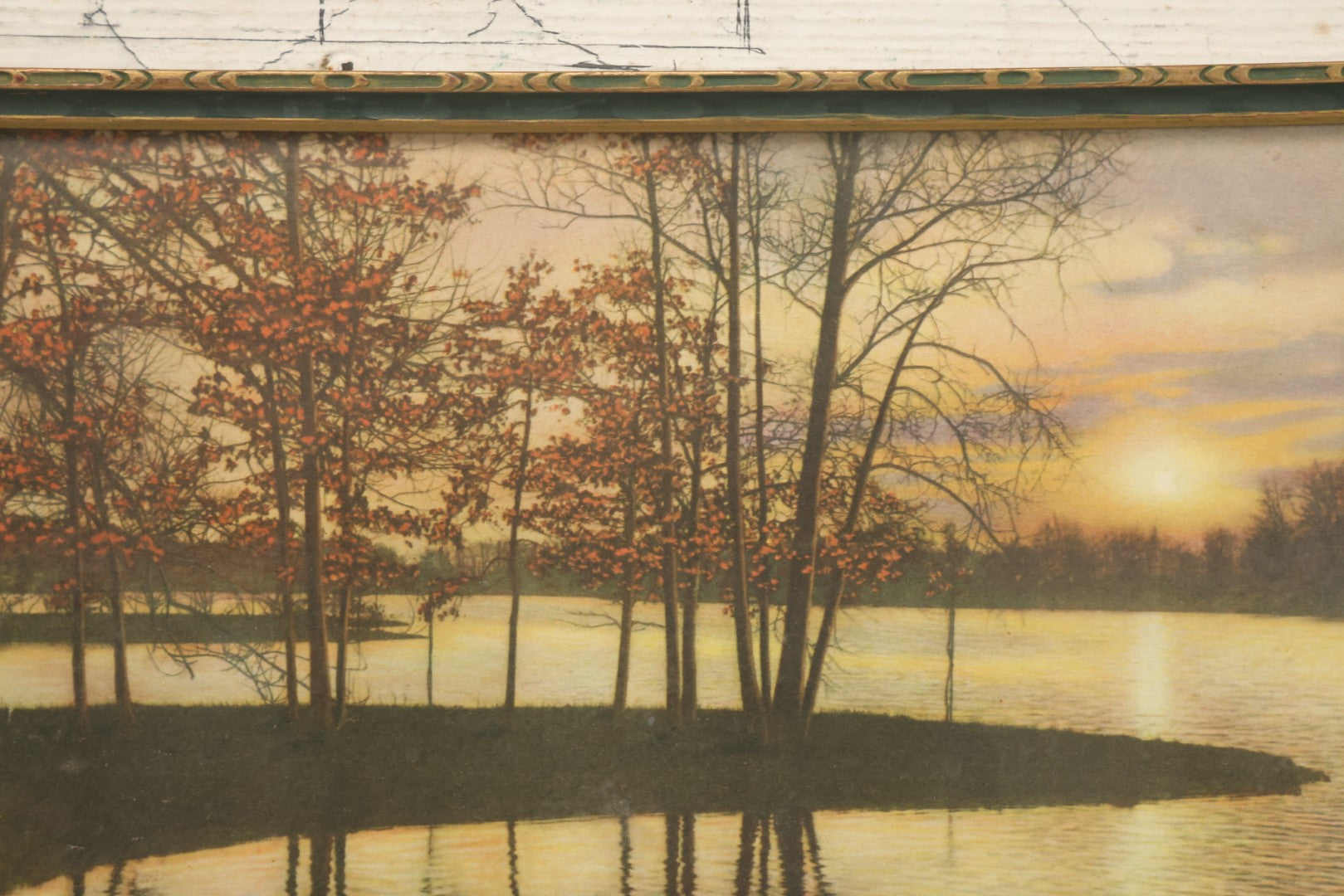 Lot 094 - Antique Lihtographed Photo Print Titled Of Sunset Point, Providence, Rhode Island, By David Davidson, In Frame, 16-1/8" x 9-3/4"