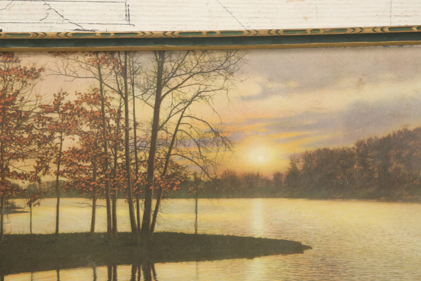 Lot 094 - Antique Lihtographed Photo Print Titled Of Sunset Point, Providence, Rhode Island, By David Davidson, In Frame, 16-1/8" x 9-3/4"