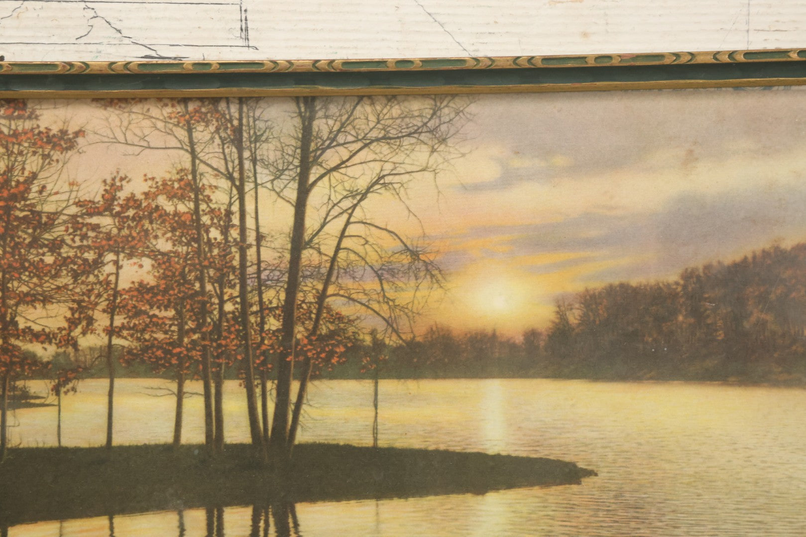 Lot 094 - Antique Lihtographed Photo Print Titled Of Sunset Point, Providence, Rhode Island, By David Davidson, In Frame, 16-1/8" x 9-3/4"