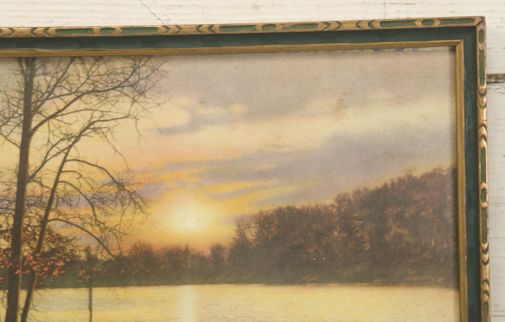 Lot 094 - Antique Lihtographed Photo Print Titled Of Sunset Point, Providence, Rhode Island, By David Davidson, In Frame, 16-1/8" x 9-3/4"