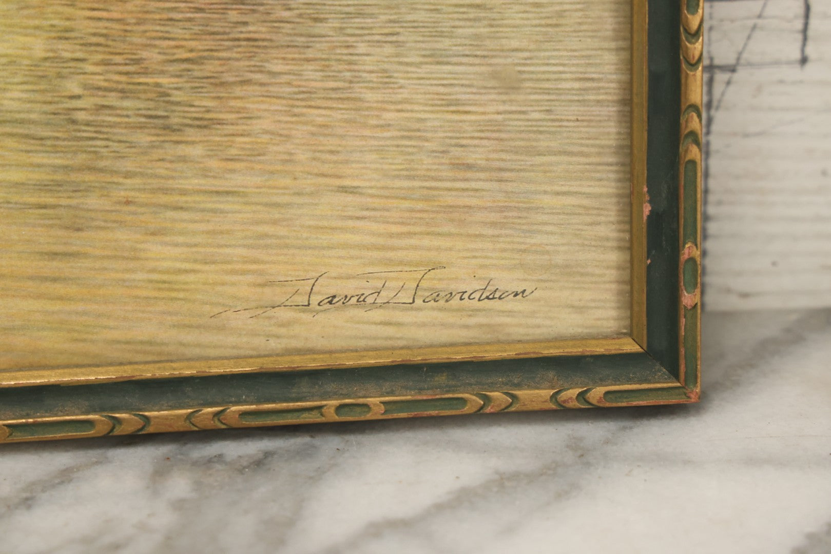 Lot 094 - Antique Lihtographed Photo Print Titled Of Sunset Point, Providence, Rhode Island, By David Davidson, In Frame, 16-1/8" x 9-3/4"