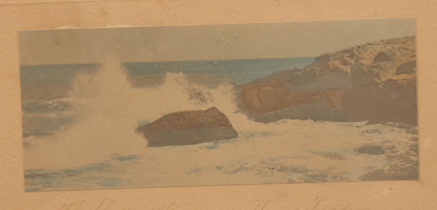 Lot 096 - Antique Photograph Titled "The Shattered Wave" Photo Of  Seashore By David Davidson, Artist Signed, In Frame, 12-5/8" x 8-3/4"