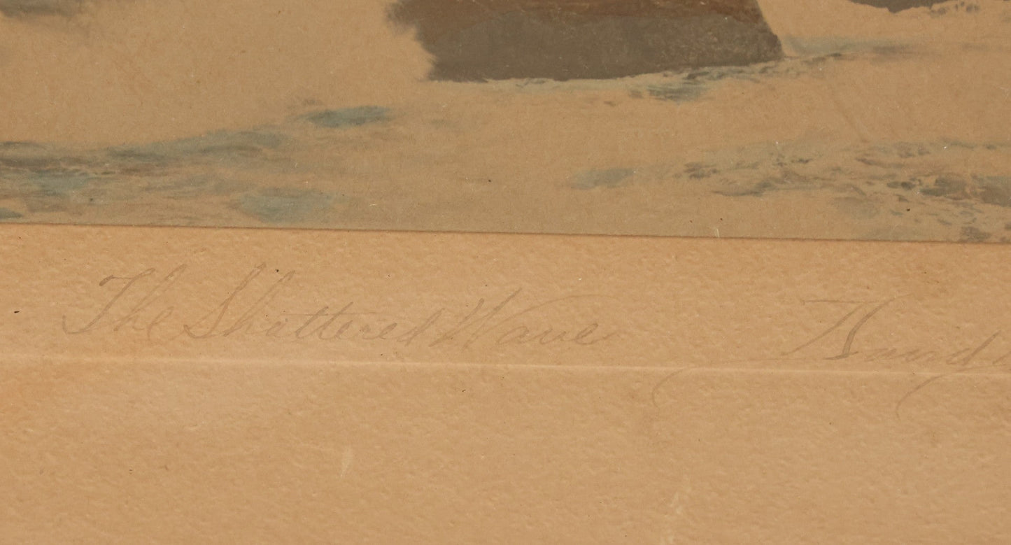 Lot 096 - Antique Photograph Titled "The Shattered Wave" Photo Of  Seashore By David Davidson, Artist Signed, In Frame, 12-5/8" x 8-3/4"