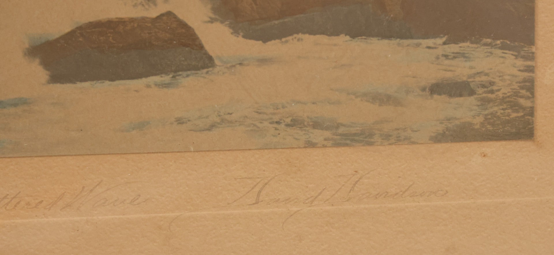 Lot 096 - Antique Photograph Titled "The Shattered Wave" Photo Of  Seashore By David Davidson, Artist Signed, In Frame, 12-5/8" x 8-3/4"