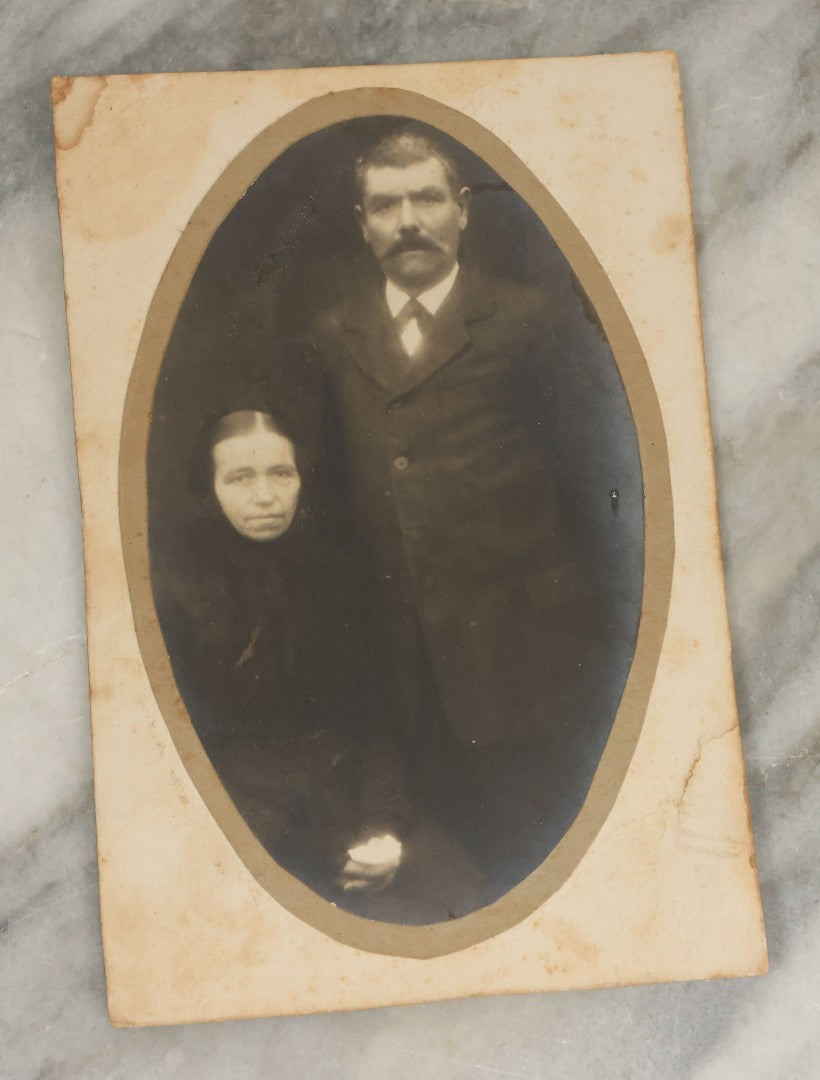 Lot 097 - Grouping Of Seven Antique Cabinet Card Photographs, Mostly German, Including Children In Pram, Woman In Mourning, Etc., Photographers Out Of Berlin 
