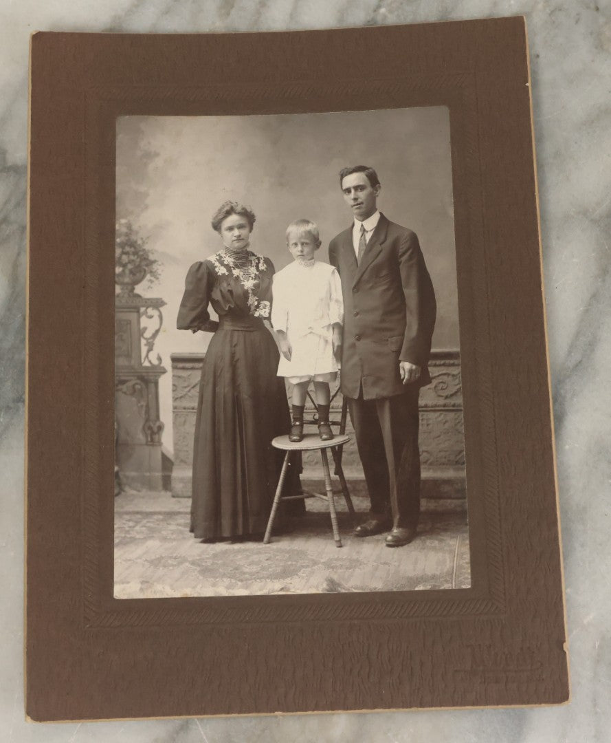 Lot 097 - Grouping Of Seven Antique Cabinet Card Photographs, Mostly German, Including Children In Pram, Woman In Mourning, Etc., Photographers Out Of Berlin 