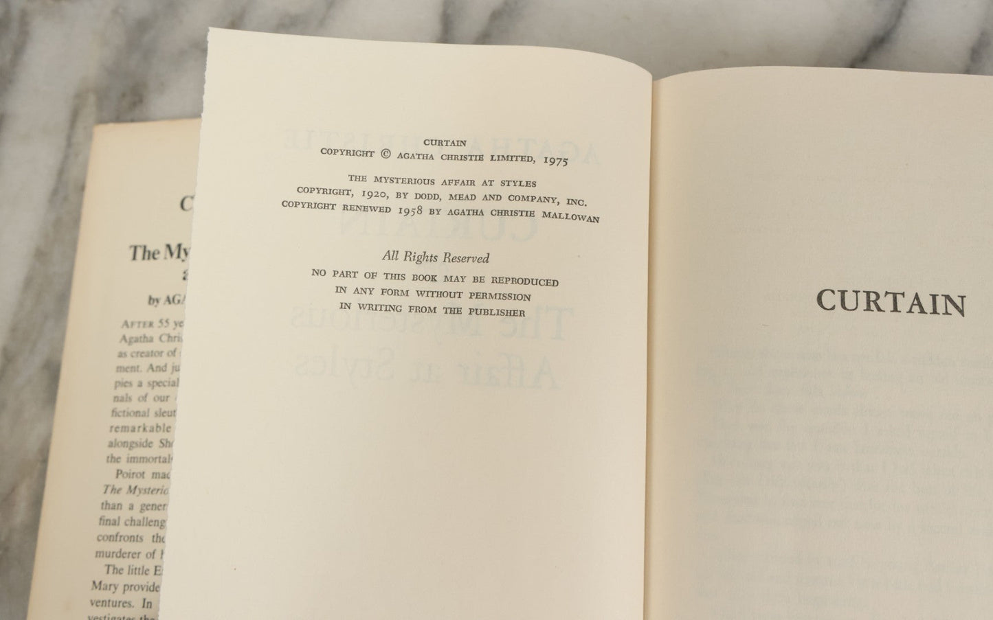 Lot 099 - Grouping Of Three Vintage Agatha Christie Mystery Books Including "Curtain," "Curtain & The Mysterious Affair At Styles," And "Murder For Christmas"