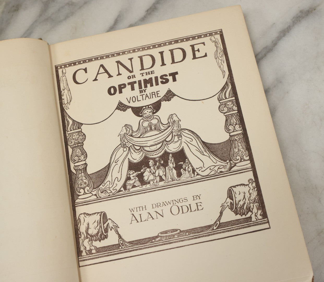 Lot 100 - "Candide Or The Optimist" Antique Book By F. A. M. De Voltaire, Translated Into English By Henry Morley, Illustrated By Alan Odle, George Routledge And Sons Ltd., London, And E.P. Dutton And Co., New York, Publishers, Early 20th Century