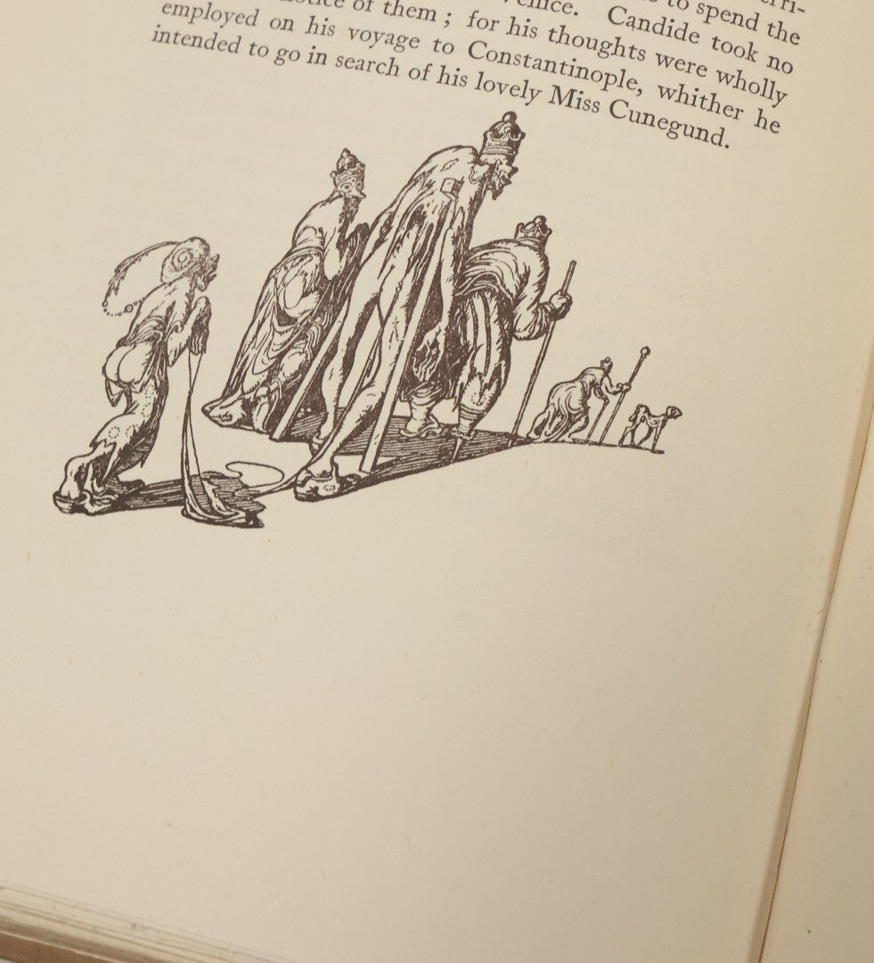 Lot 100 - "Candide Or The Optimist" Antique Book By F. A. M. De Voltaire, Translated Into English By Henry Morley, Illustrated By Alan Odle, George Routledge And Sons Ltd., London, And E.P. Dutton And Co., New York, Publishers, Early 20th Century