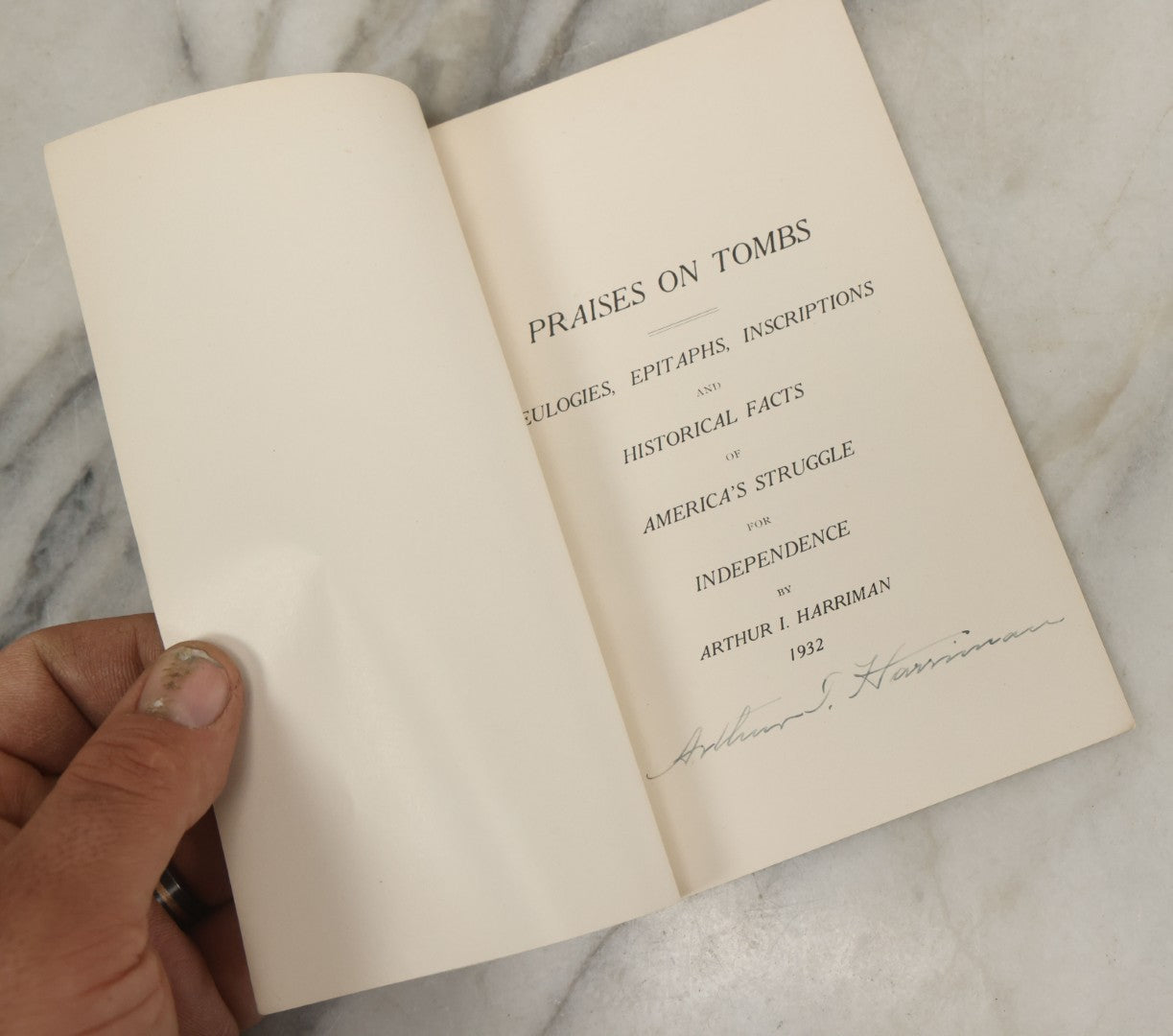 Lot 101 - "Praises On Tombs In The Old North Burial Ground Where Sleep Patriots Of The Revolution" Vintage Pamphlet Booklet Of Eulogies, Epitaphs, And Inscriptions By Arthur I. Harriman, Signed By The Author, 1932