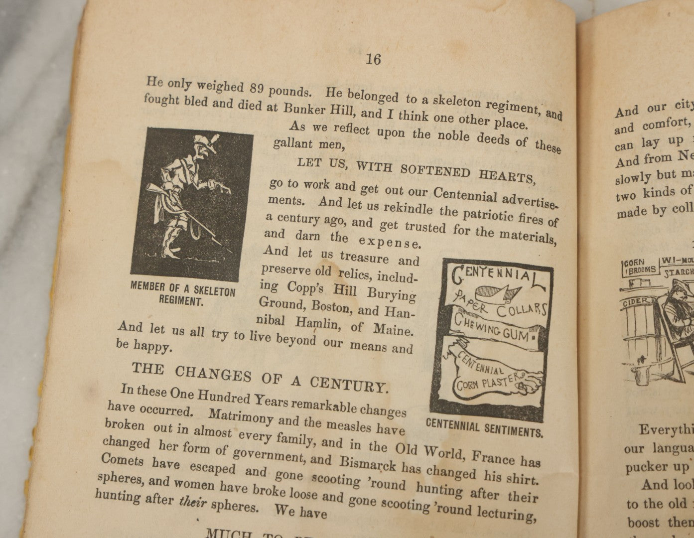 Lot 102 - "Mos Skinner's Centennial Book 1776-1876" Antique Comic Illustrated Booklet, Published By New England News Company, Printed By Warren Richardson, Boston, Copyrighted 1875 By J.E. Brown