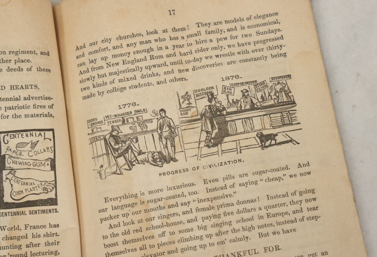 Lot 102 - "Mos Skinner's Centennial Book 1776-1876" Antique Comic Illustrated Booklet, Published By New England News Company, Printed By Warren Richardson, Boston, Copyrighted 1875 By J.E. Brown