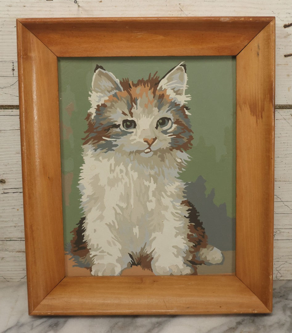 Lot 109 - Trio Of Vintage Cat Paint-By-Numbers Paintings, Painted By Donna Vadnais, 10 Years Old, 1965, Each Measures 10-1/2" x 12-1/2"