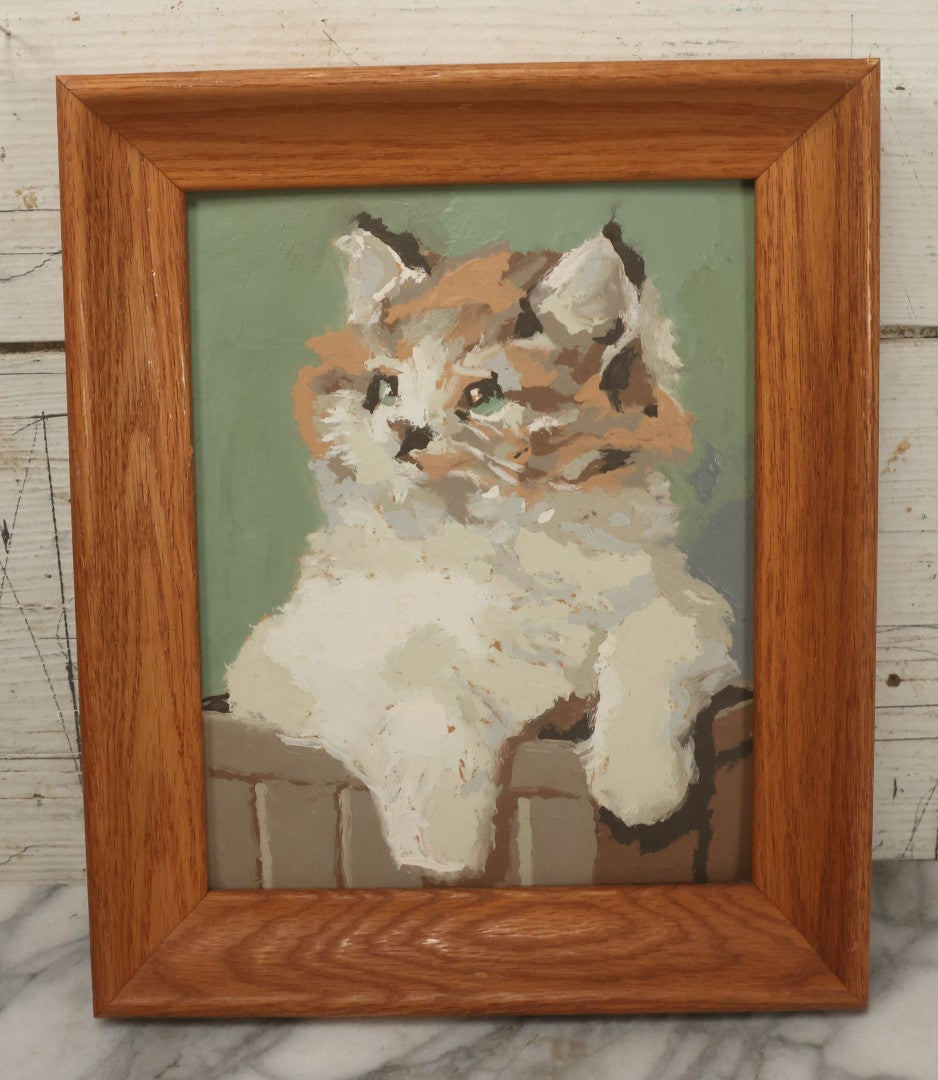 Lot 109 - Trio Of Vintage Cat Paint-By-Numbers Paintings, Painted By Donna Vadnais, 10 Years Old, 1965, Each Measures 10-1/2" x 12-1/2"