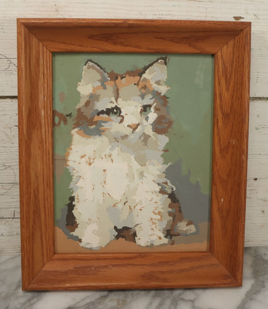 Lot 109 - Trio Of Vintage Cat Paint-By-Numbers Paintings, Painted By Donna Vadnais, 10 Years Old, 1965, Each Measures 10-1/2" x 12-1/2"