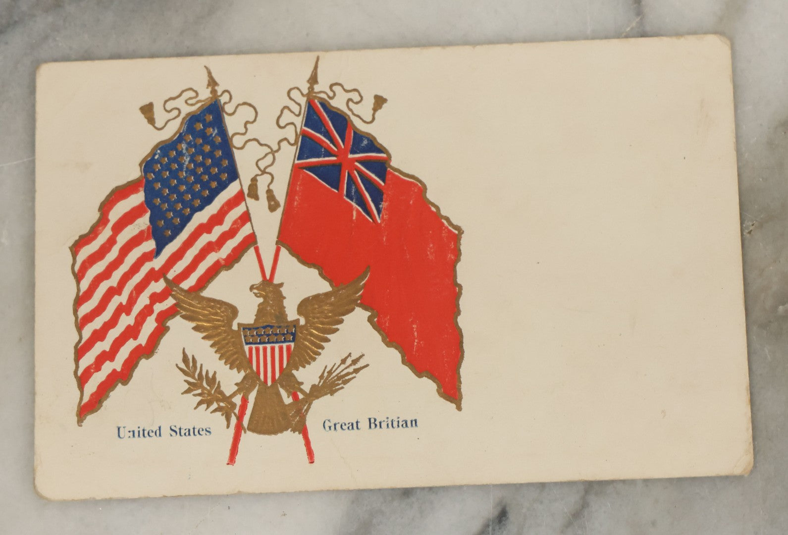 Lot 113 - Grouping Of Four Antique Patriotic Postcards Including 4th Of July, Grand Army Of The Republic, United States & Great Britain, Thanksgiving Greetings
