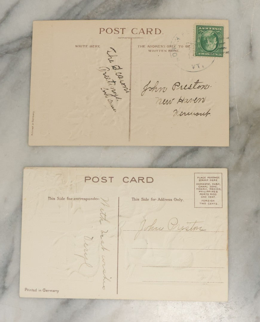 Lot 115 - Grouping Of Eight Antique And Vintage Christmas Postcards Including White Lamb, Nautical Theme, And Santa