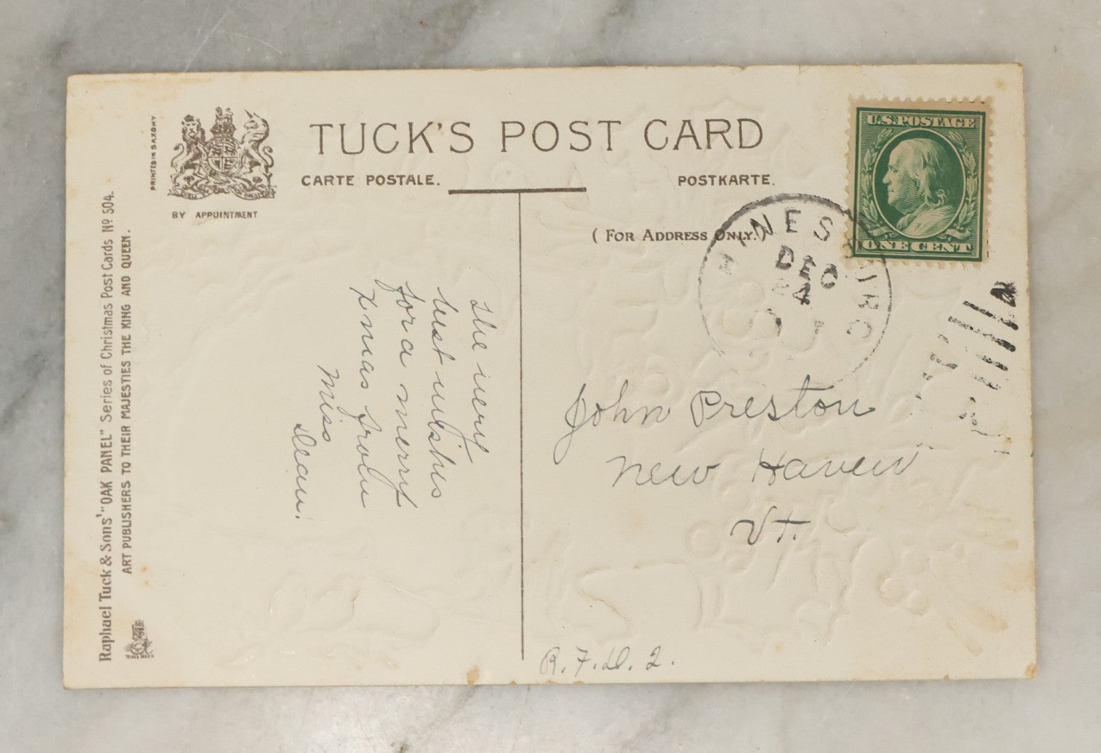 Lot 115 - Grouping Of Eight Antique And Vintage Christmas Postcards Including White Lamb, Nautical Theme, And Santa