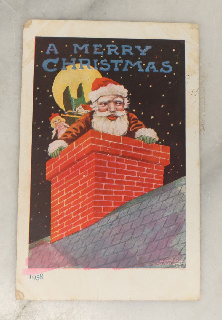 Lot 115 - Grouping Of Eight Antique And Vintage Christmas Postcards Including White Lamb, Nautical Theme, And Santa