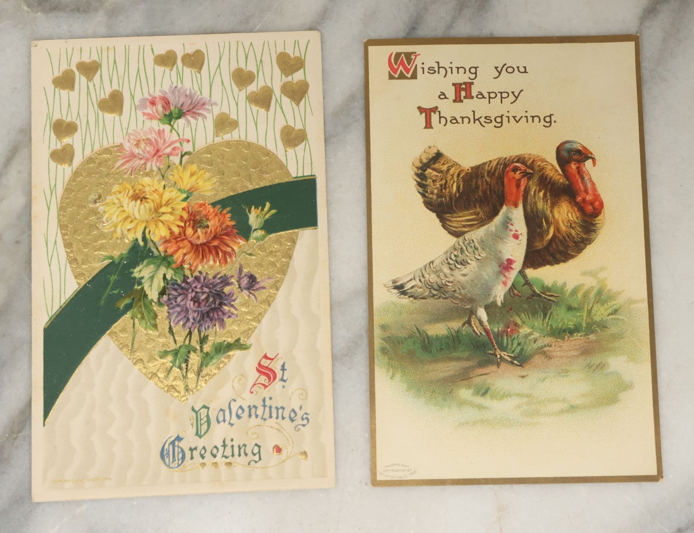 Lot 116 - Grouping Of Nine Various Antique Holiday Postcards Including Thanksgiving, Easter, And Valentine's Day