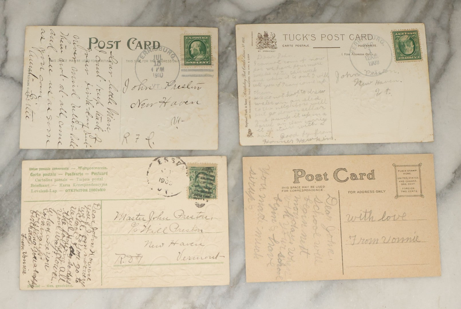 Lot 117 - Grouping Of Nine Various Antique General Greeting Postcards Including Birthday Greetings, To My Dear Cousin, Best Wishes, Etc.