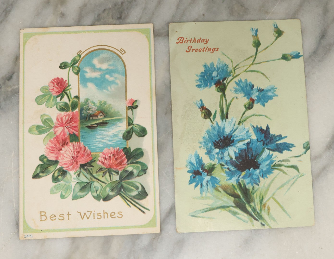 Lot 117 - Grouping Of Nine Various Antique General Greeting Postcards Including Birthday Greetings, To My Dear Cousin, Best Wishes, Etc.