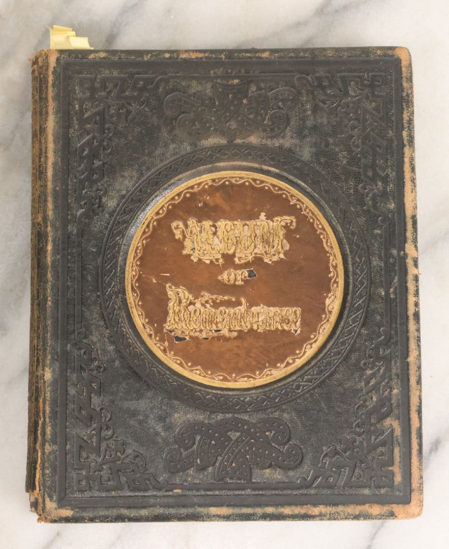 Lot 001 - Antique Album Of Remembrance, Containing 10+ Hair Mementos, Handwritten Notes And Signatures, Engravings, And Scraps, Belonged To Edith With Signatures From New Hampshire And Maine, 1860s