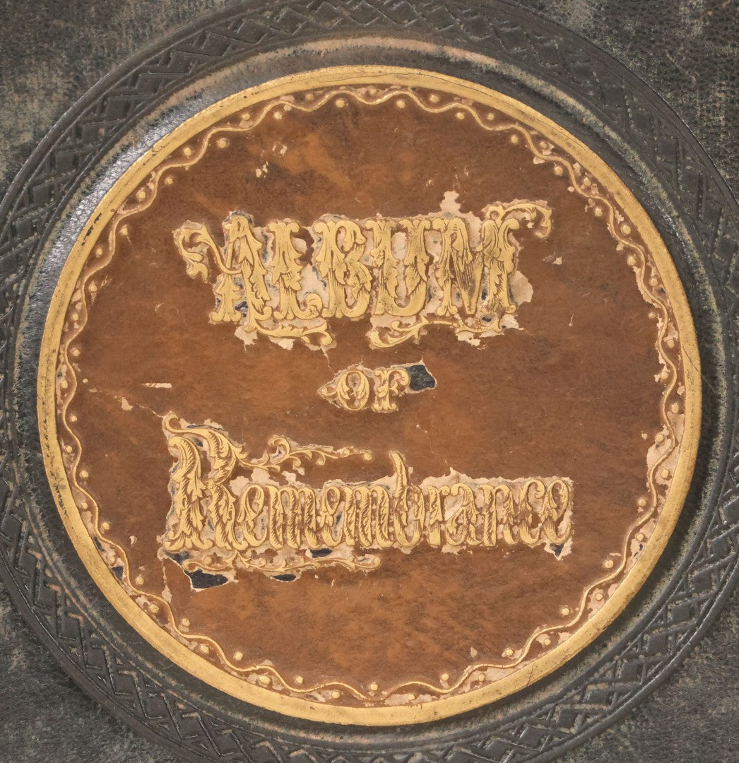 Lot 001 - Antique Album Of Remembrance, Containing 10+ Hair Mementos, Handwritten Notes And Signatures, Engravings, And Scraps, Belonged To Edith With Signatures From New Hampshire And Maine, 1860s