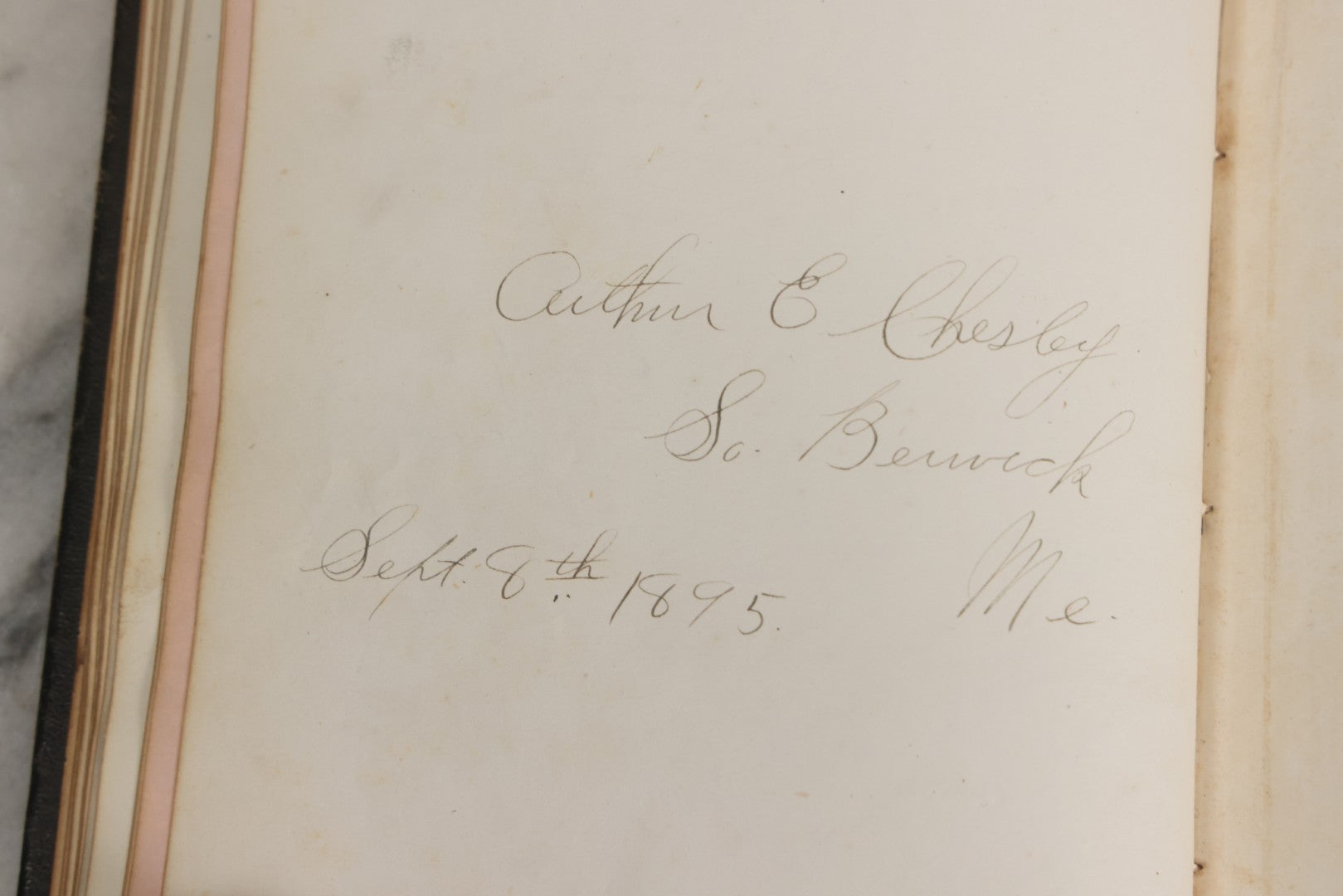 Lot 001 - Antique Album Of Remembrance, Containing 10+ Hair Mementos, Handwritten Notes And Signatures, Engravings, And Scraps, Belonged To Edith With Signatures From New Hampshire And Maine, 1860s